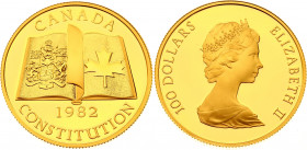 Canada 100 Dollars 1982
KM# 137; Gold (917) 16.97g.; Elizabeth II; New Constitution; UNC