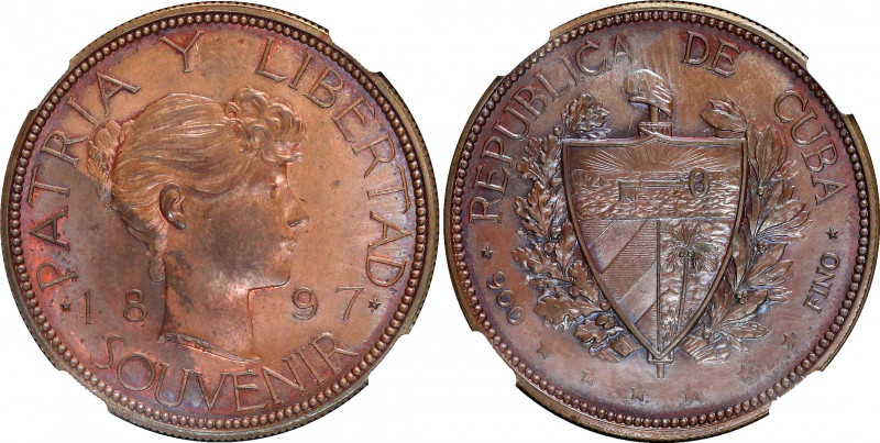 Cuba 1 Peso 1897 Pattern NGC MS63BN
KM# Pn97