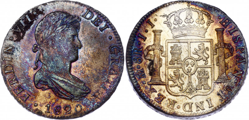 Mexico 8 Reales 1820 Mo JJ
KM# 111; Silver; Fernando VII; UNC with outstanding ...