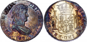 Mexico 8 Reales 1820 Mo JJ
KM# 111; Silver; Fernando VII; UNC with outstanding toning & mint luster