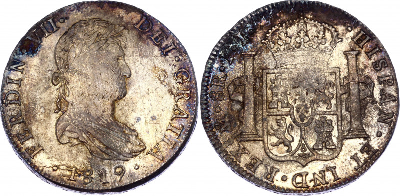 Mexico 8 Reales 1819 Mo JJ
KM# 111; Silver; Fernando VII; UNC- with amazing ton...