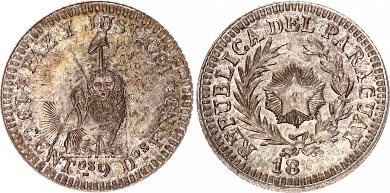 Paraguay 10 Cents Pattern Struck over Argentina 10 Centavos 1882 (ND)
Silver 2....
