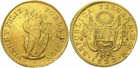 Peru 8 Escudos 1833 MM
KM# 148.1; Gold (875) 26.86g.; VF-XF