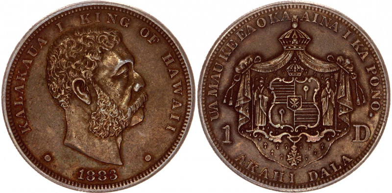 United States Hawaii 1 Dollar 1883
KM# 7; Silver; Kalākaua I; AUNC with nice to...