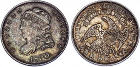 United States 5 Cents 1830
KM# 47; Silver; "Liberty Cap Half Dime"; UNC
