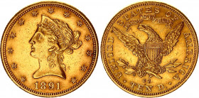 United States 10 Dollars 1891 CC
KM# 102; Gold (.900) 16.71 g., 27 mm.; XF/AUNC
