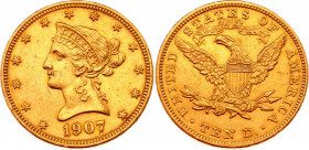 United States 10 Dollars 1907
KM# 102; Gold (900) 16.54g.; XF