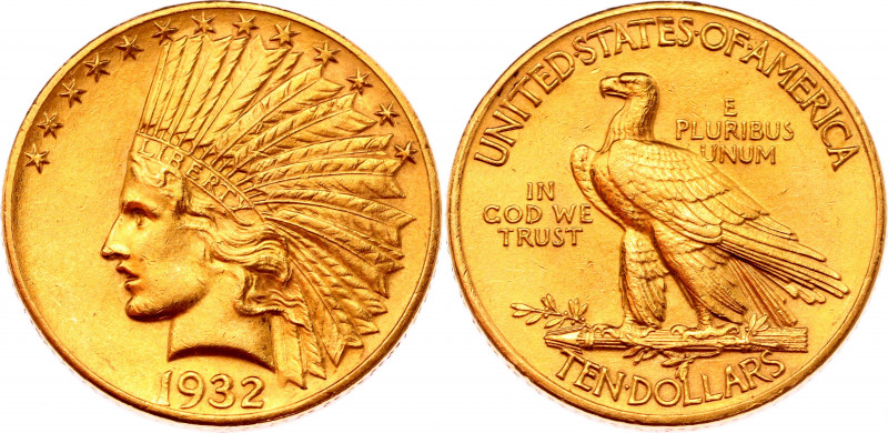 United States 10 Dollars 1932
KM# 130; Gold (900) 16.54g.; XF-AUNC
