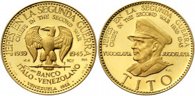 Venezuela 20 Bolivares 1957
X# MB18; Gold (900) 6.05g.; Bust of Marshall Tito of Yugoslavia; UNC