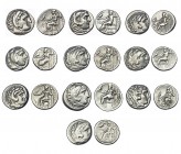 10 monedas: Alejandro III (9) y Filipo II. Calidad media MBC.