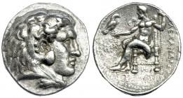 REINO SELEÚCIDA. Seleuco I. Babilonia. Tetradracma (311-300 a.C.). R/ Monograma dentro de corona a la izq. y H bajo el trono. PR-3704. MBC/MBC-.