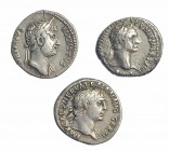 3 denarios: Domiciano, Trajano y Adriano. MBC-.