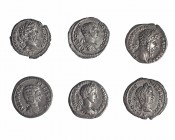 6 denarios: Julia Domna, Cómodo, Lucio Vero, Caracalla, Geta y Septimio Severo. Calidad media MBC+.