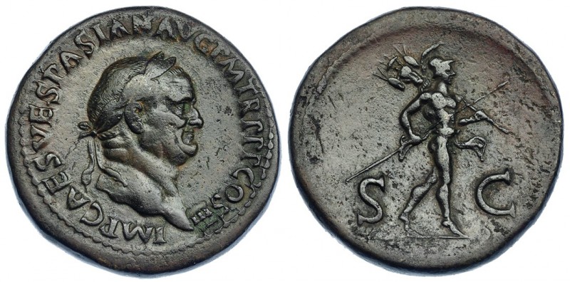 VESPASIANO. Sestercio. Roma (71). A/ Busto laureado a der.; IMP. CAES. CESPASIAN...