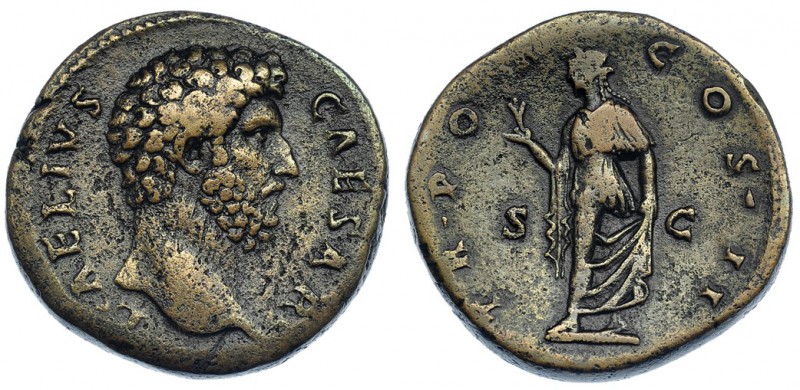 AELIO. Sestercio. Roma (137). A/ Busto desnudo a der.; L. AELIVS CAESAR. R/ La E...