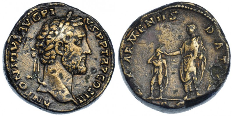 ANTONINO PÍO. Sestercio. Roma (141-143). A/ Busto laureado a der. R/ Antonino Pí...