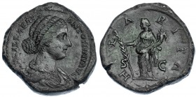 LUCILLA, esposa de Lucio Vero. Sestercio. Roma (164-167). R/ HILARITAS, S.C. en el campo. RIC-1742. CH-31. Pátina verde. MBC.