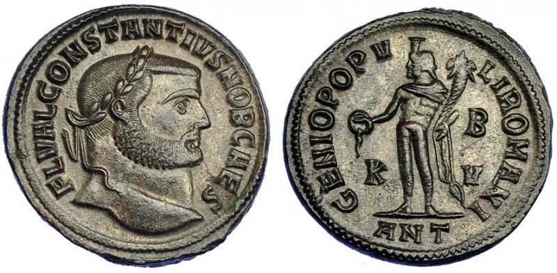 CONSTANCIO I. Follis. Antioquía (300-301). Marca: K/PV en el campo, ANT en el ex...