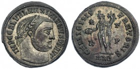 GALERIO MAXIMIANO. Follis. Alejandría (310). *K-GP en el campo. R/ GENIO IMPERATORIS. RIC-121a. R. P. O. EBC-. Escasa. Ex colección Dattari.