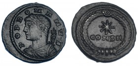 CONSTANTINO I. AE-4. Constantinopla (330). A/ Genio a izq. R/ Estrella y CONS, dentro de corona. RIC-22. MBC+. Muy escasa.