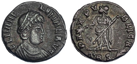 ELENA, madre de Constantino I. Centenionalis reducido. Tréveri. TRS en el exergo...