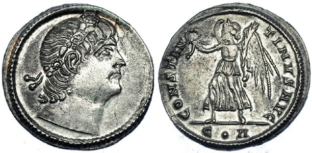 CONSTANTINO II. Silicua. Constantinopla (337_340). A/ Cabeza diademada a der., c...