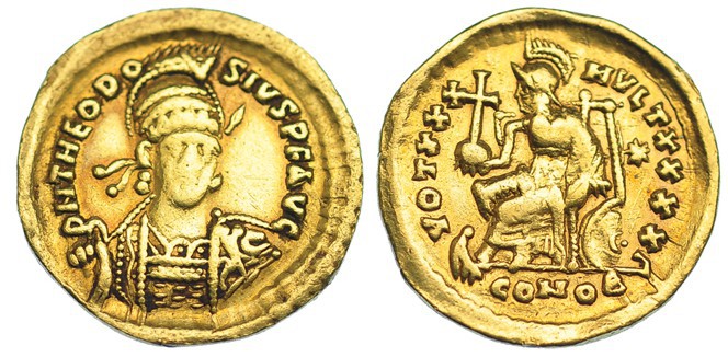 TEODOSIO II. Sólido. Constantinopla (430-40). R/ VOT XXX MVLT XXXX. SBB-21158. M...