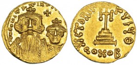 CONSTANTE II Y CONSTANTINO IV. Sólido. Constantinopla, IB entrelazadas (654-659). A/ Constante II y Constantino IV de frente. R/ Cruz sobre tres escal...