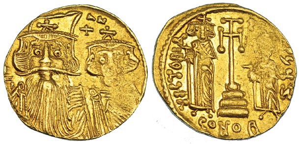 CONSTANTE II Y CONSTANTINO IV. Sólido. Constantinopla, Z (662-667). R/ Cruz sobr...