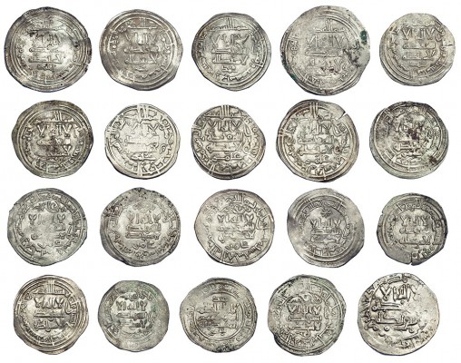 20 monedas de dírham: Abd Al-Rahman III (6), Al-Hakam II (13) y Hisam II. Todas ...