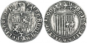 ACUÑACIONES ANTERIORES A LA PRAGMÁTICA DE 1497. Real. Toledo. T en la parte superior e inferior del escudo. a/ FERNANDVS:ET:HELISABED:D. R/ D. OMINVS:...