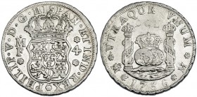 4 reales. 1736. México. MF. VI-899. Grafitos en el rev. MBC+/MBC.