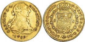 8 escudos. 1789. Lima. IJ. VI-1295. BC+/MBC-.
