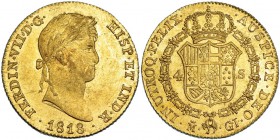 4 escudos. 1818. Madrid. GJ. VI-1423. Pequeñas marcas. B. O. EBC.