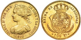 100 reales. 1860. Sevilla. VI-660. Hojita en el anv. EBC.