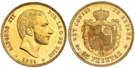 25 pesetas. 1881 *18-81. Madrid. MSM. VII-110. SC.