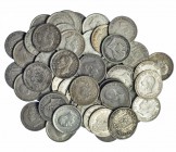 63 monedas: 50 céntimos, 1870, Alfonso XII (10), Alfonso XIII (51). 10 centavos de peso, 1885. La mayoría de MBC a EBC.