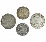 ESTADOS ALEMANES. Lote de 4 monedas de plata. 1/2 daalder, 1578, Holanda; Baviera, 20 k, 1773; Mauricio de Sajonia, 1/4 de taler, 1548; Tres ciudades ...
