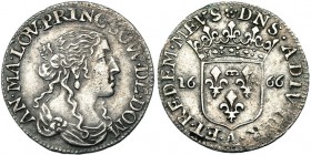 ESTADOS FRANCESES. Dombes. 1/12 escudo. 1666. a nombre de María Luisa de Orleans, princesa de Dombes. KM-40 vte. Vanos. MBC.