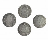 FRANCIA. Lote de 4 monedas de 1/2 escudo. Luis XIV, 1658 (2), 1660 (2). Diferentes cecas. BC+/MBC-.