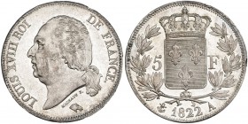 FRANCIA. 5 francos. 1822. A. KM-711.1. Golpecito. R. B. O. EBC.
