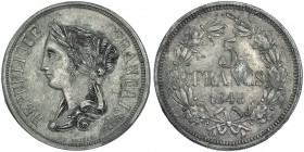 FRANCIA. 5 francos. Piefort. Concurso de 1848. Metal blanco 51,43 g. Leves oxidaciones. EBC.