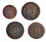 MÉXICO. Periodo revolucionario. 4 monedas. 5, 10 y 10 centavos, 1915, Oaxaca y 20 centavos, 1915, Brigada Francisco Madero. MBC+/EBC.