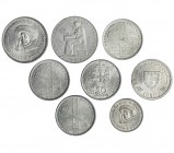 PORTUGAL. Lote de 8 monedas: 5, 10 y 20 escudos, 1960, Enrique el Navegante; 20 escudos, 1966, Puente Salazar (4 y 20 escudos, 1953, Reforma Fianciera...