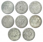PORTUGAL. Lote de 8 monedas: 10 escudos, 1940 (2), 1948, 1954 (4) y 1955. De MBC a EBC.