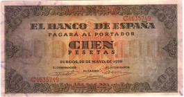 100 pesetas. 5-1938. Serie C. Con todo el apresto. Plancha.