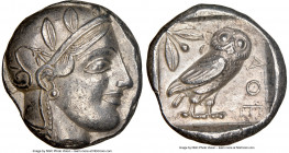 ATTICA. Athens. Ca. 455-440 BC. AR tetradrachm (24mm, 17.16 gm, 8h). NGC AU 5/5 - 4/5. Early transitional issue. Head of Athena right, wearing crested...