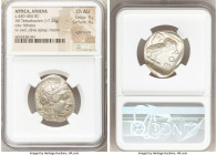 ATTICA. Athens. Ca. 440-404 BC. AR tetradrachm (27mm, 17.22 gm, 7h). NGC Choice AU 5/5 - 4/5, light marks. Mid-mass coinage issue. Head of Athena righ...