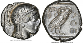 ATTICA. Athens. Ca. 440-404 BC. AR tetradrachm (24mm, 17.19 gm, 10h). NGC Choice AU 3/5 - 5/5. Mid-mass coinage issue. Head of Athena right, wearing e...