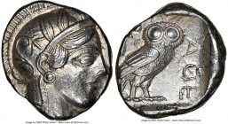 ATTICA. Athens. Ca. 440-404 BC. AR tetradrachm (25mm, 17.14 gm, 5h). NGC Choice AU 4/5 - 4/5. Mid-mass coinage issue. Head of Athena right, wearing ea...